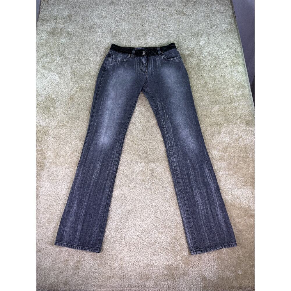 Les Copains Jeans Women’s Sz 42 11 Inseam 34" Denim Dark Wash Zip Boot Cut C834